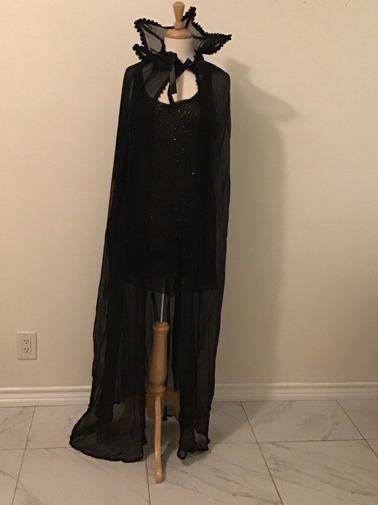 Jackets & Blazers - Black Sheer Cape with Ruffled High Collar